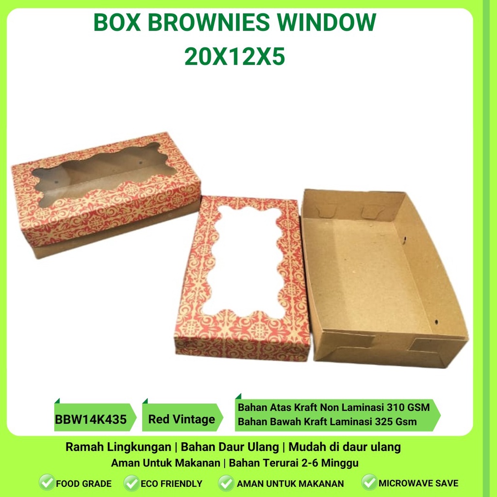 Box Brownies 20x12x5 Dus Brownies Window (BBW14K435-Laminasi)