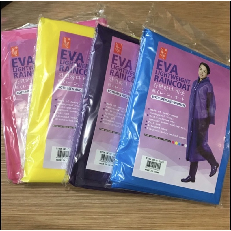 Jas Hujan Eva Lightweight Raincoat Universal Unisex Pria Wanita Plastik Mudah Dibawa Model Ponco Korea Polos ORIGINAL