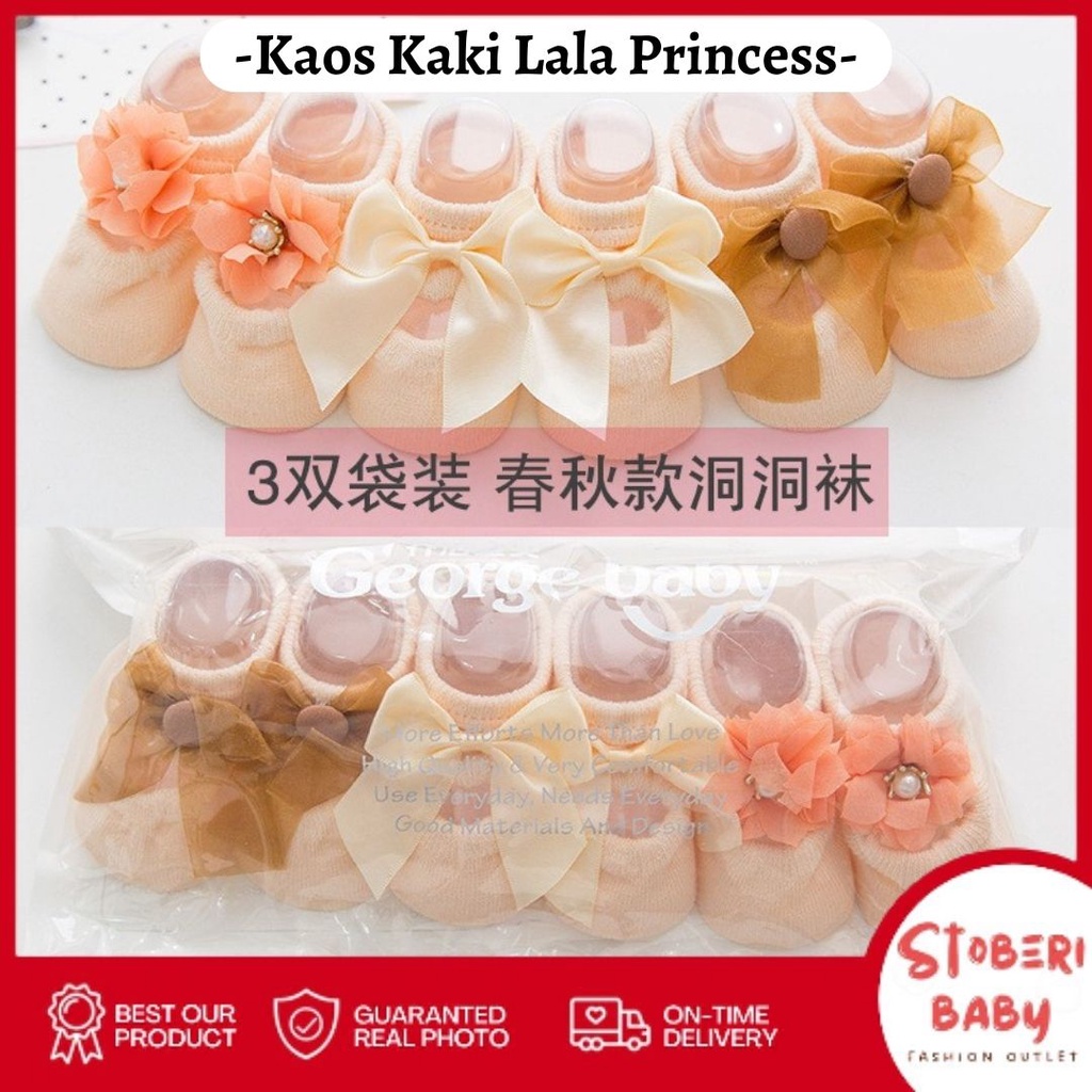 PUNCAK 3.3 stoberi baby - Kaos kaki bayi perempuan kualitas premium motif 3 jenis (0-1th) / LALA PRINCESS