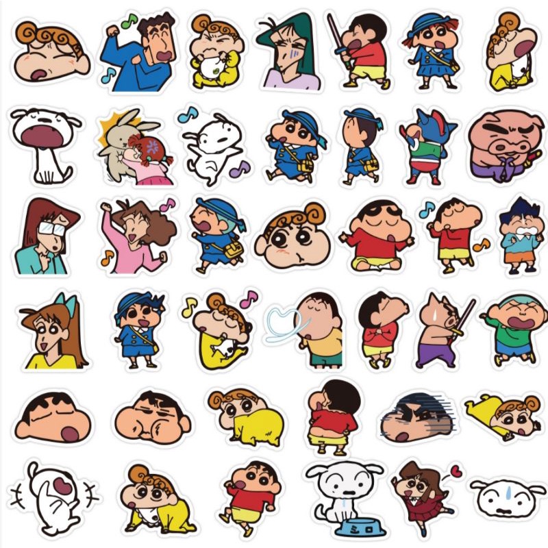 10 PCS Sticker Crayon Sin-Chan Kartun Jepang 4-6 cm