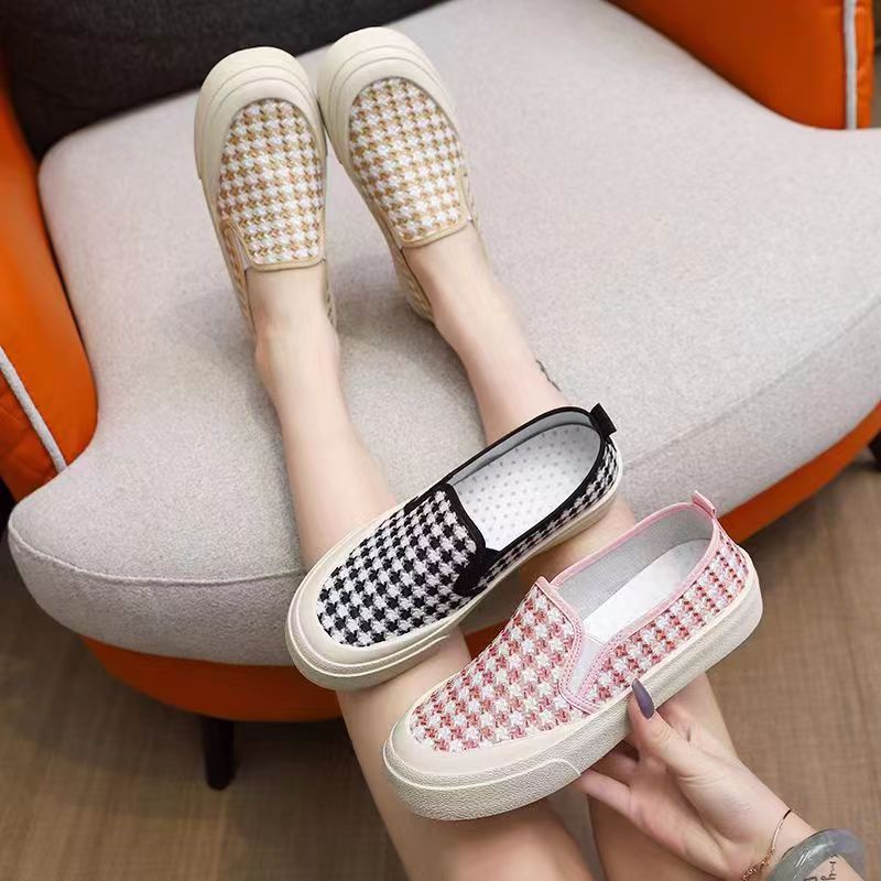 𝐄𝐁𝐒 ✅ SEP017 (Tanpa Kotak) Sepatu Sneakers Wanita Motif Kotak Kotak Warna Cute Sporty Model Korea Fashion Casual Sport Olahraga Import SEP017