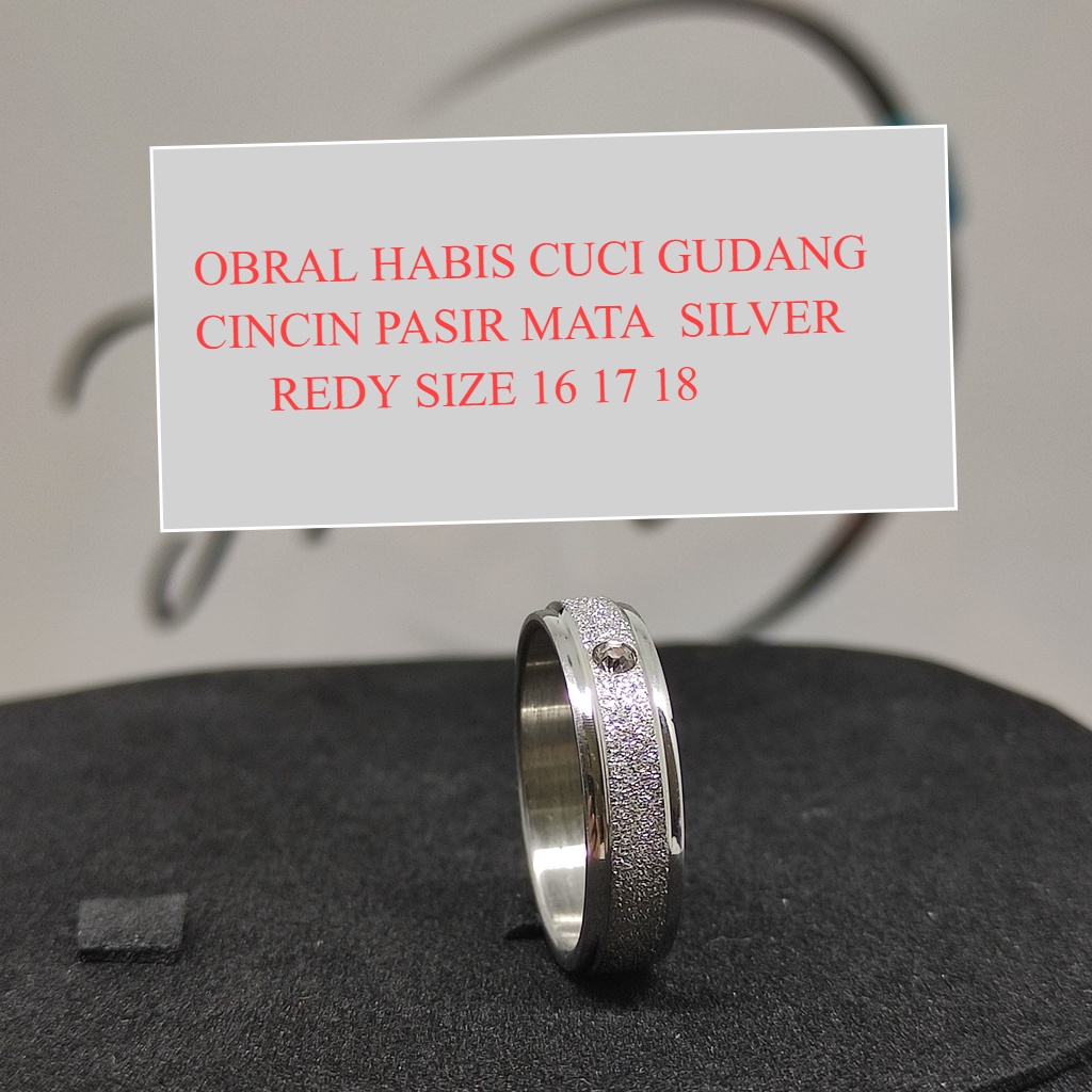 CINCIN TITANIUM PASIR SILVER POLOS DAN GARIS ANTI LUNTUR ANTI KARAT / CINCIN PRIA WANITA ANAK COUPLE TUNANGAN BISA COD