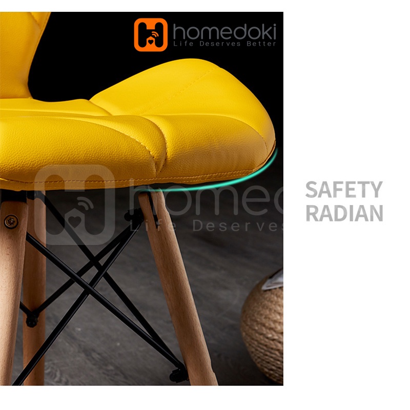 Homedoki YELLOW Kaki Kayu Solid Gaya Modern / Kursi Kerja / Kursi Kantor / Kursi Bar / Kursi Taman / Kursi Santai / Kursi Kantor /Bangku Kerja