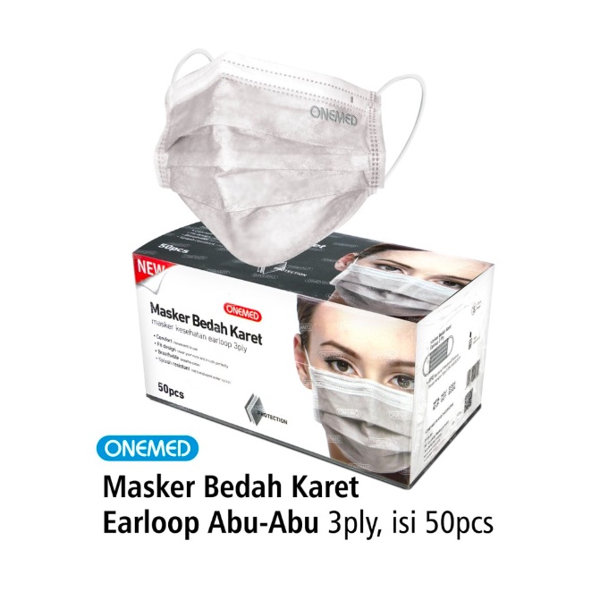 Masker Medis Abu Onemed Masker Medis Karet Abu Abu OneMed Box Isi 50 Pcs