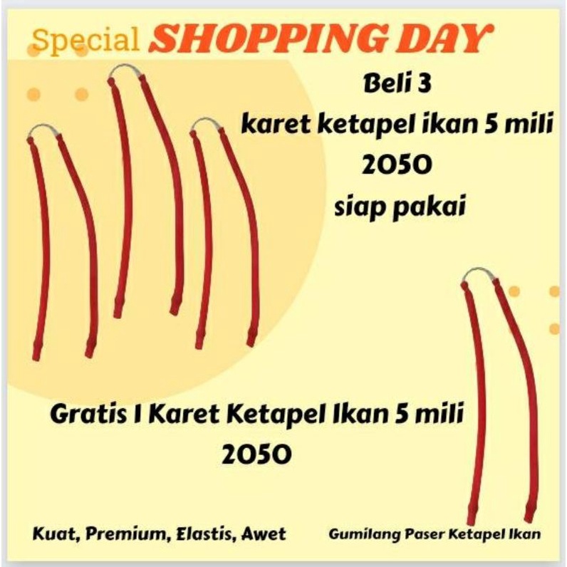 karet ketapel ikan MERAH 2050 siap pakai beli 3 geratis 1