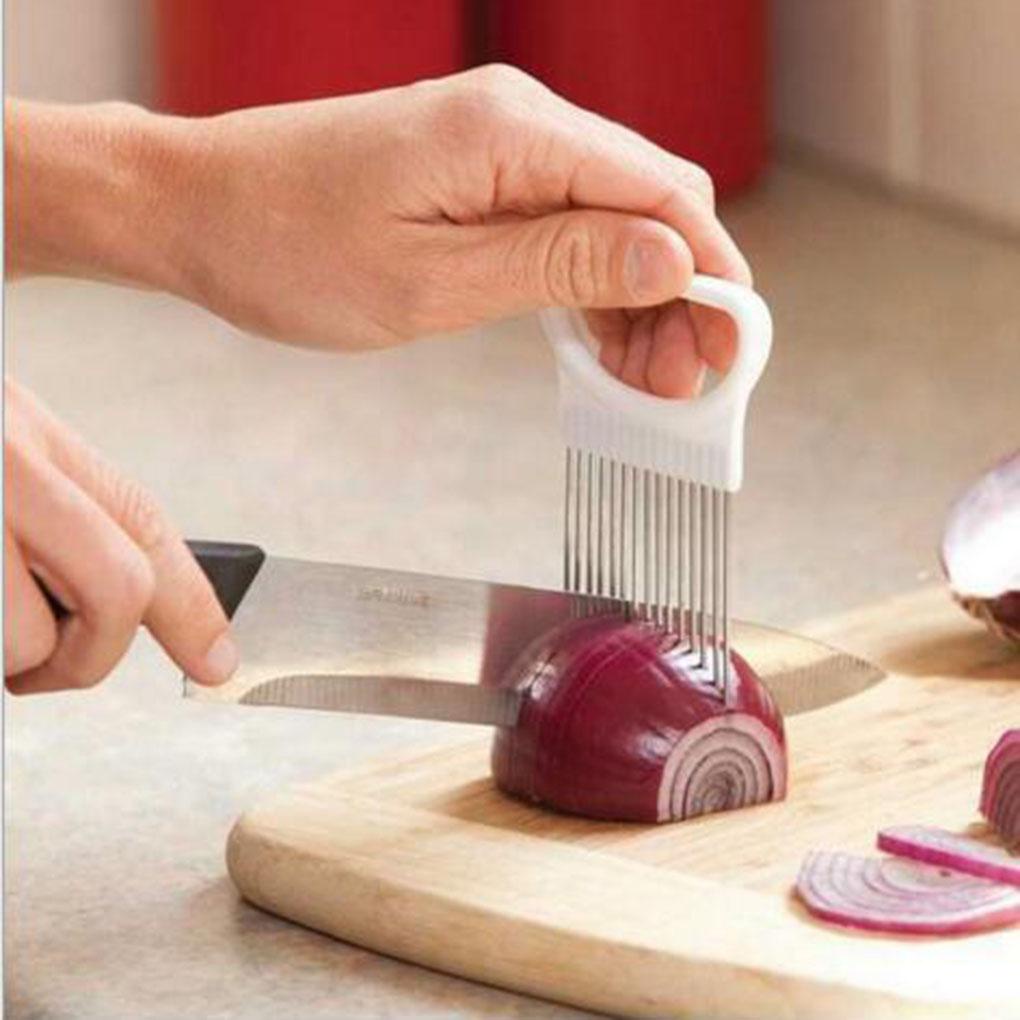 Stainless Steel Tomat Bawang Sayur Buah Handy Slicer Alat Masak Aman