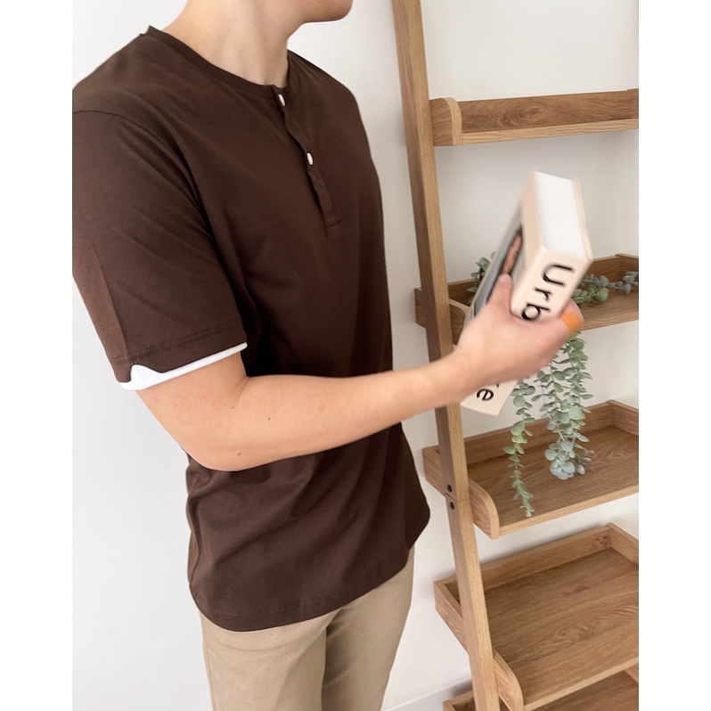 Kadaka MT-0153 Tshirt Pria Kaos Detail Kancing Variasi Sleeve Comfy