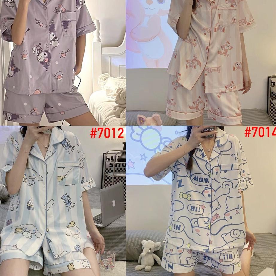 ➸➚✣ Piyama Baju Tidur Wanita Leisure Wear Vogue Import Set HP Lengan Pendek Celana Pendek Hotpants H