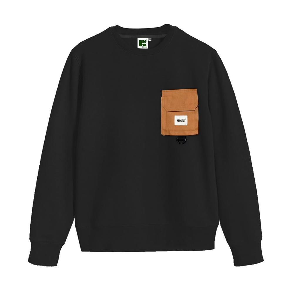 Sweater Pria Wanita Modern Russ Crewneck Pouch Break Black