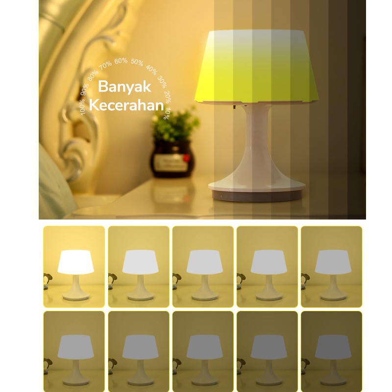 Lampu Tidur LED 3 Warna Lampu Kamar Tidur Remote Control Lampu Meja Belajar USB Lampu Meja LED 1200mAh COD