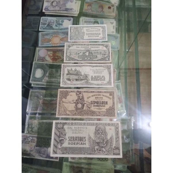uang kuno set indonesia daipon japan