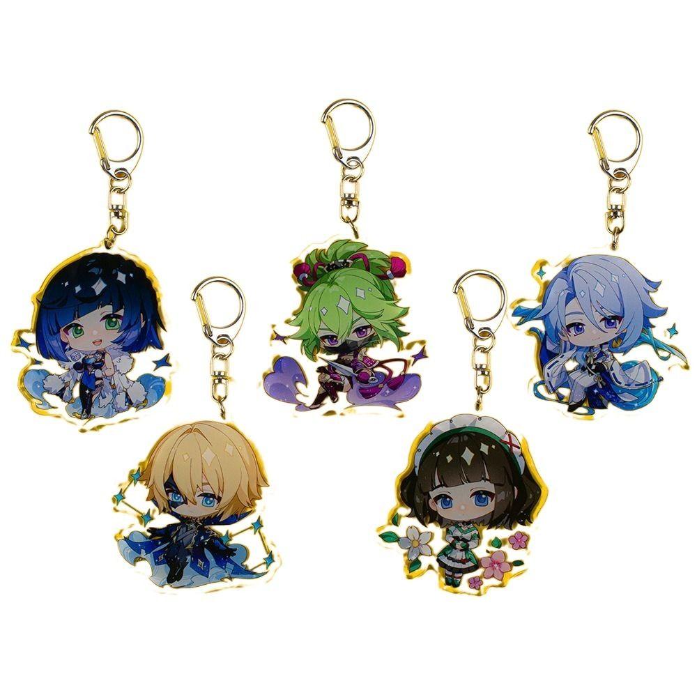 Agustin Genshin Impact Keychain Kaedehara Kazuha Kartun Lencana Gorou Tartaglia Arataki Itto Scaramouche Acrylic Keyring