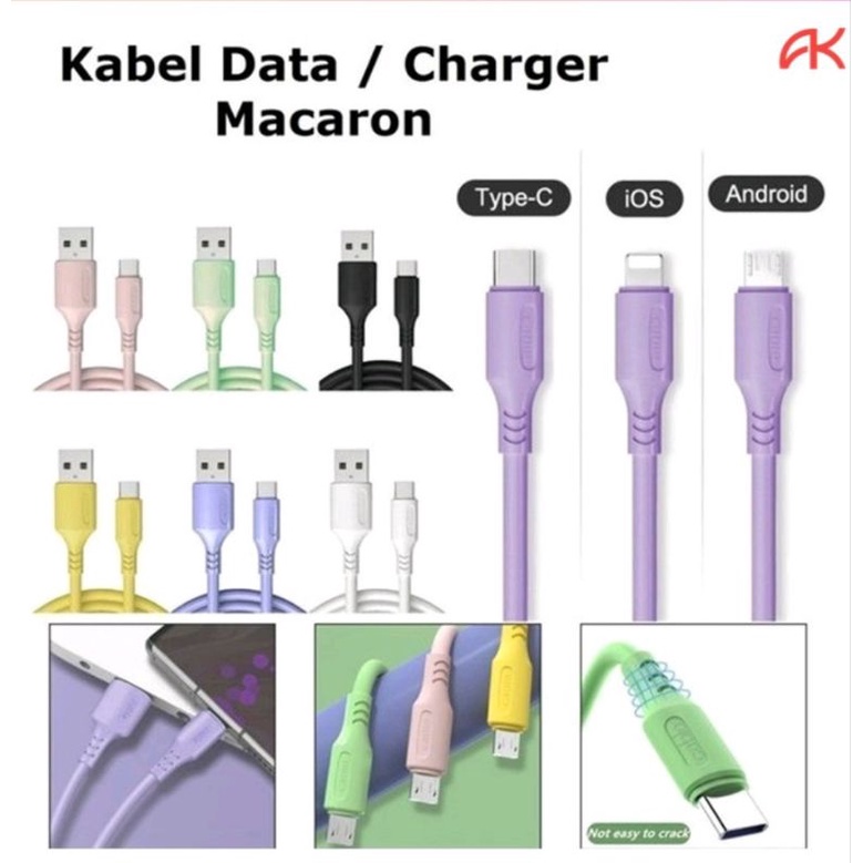 Kabel Data Charger MICRO Macaron 100cm | Cabel Cable Data Micro 100 CM