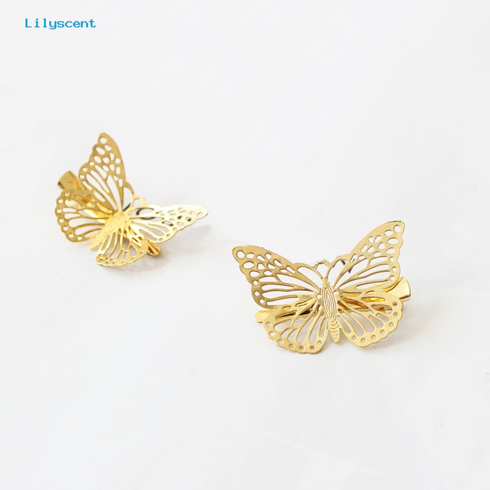 Jepit Rambut Model Butterfly Hollow Bahan Metal Gaya Vintage Untuk Wanita