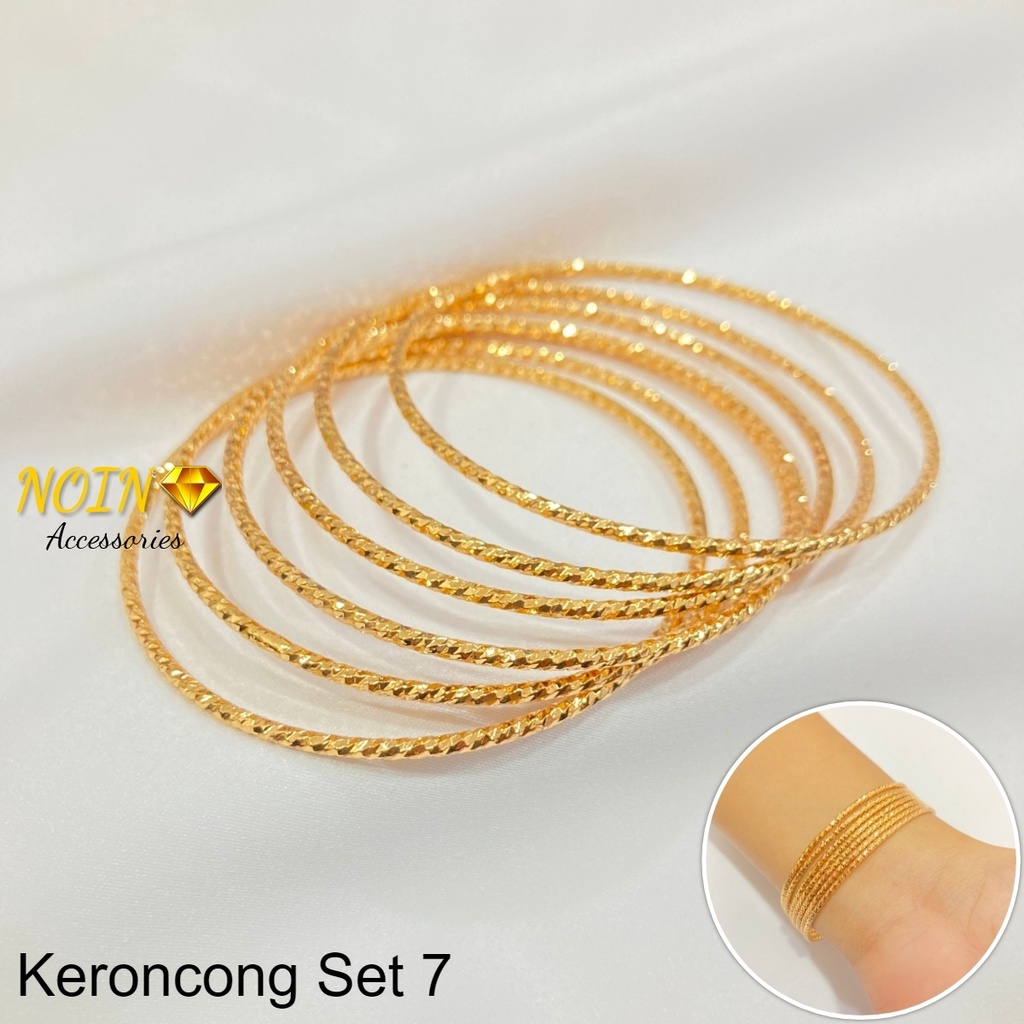 Gelang Keroncong Wanita Set Isi 7 Lapis Emas Aksesoris Perhiasan - Yaxiya Jewelry