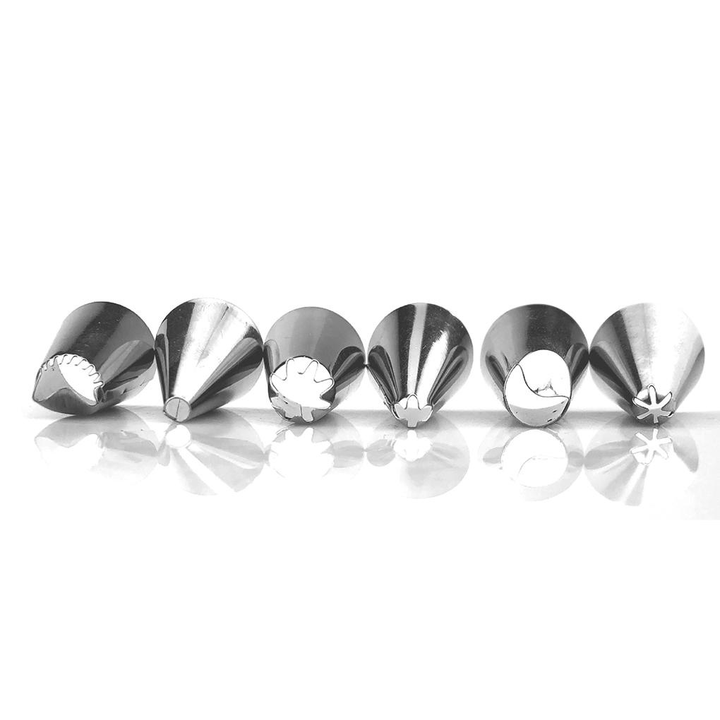 8pcs/set Tas Kembang Gula Dengan Nozel Icing Piping Tip Bahan Stainless Steel
