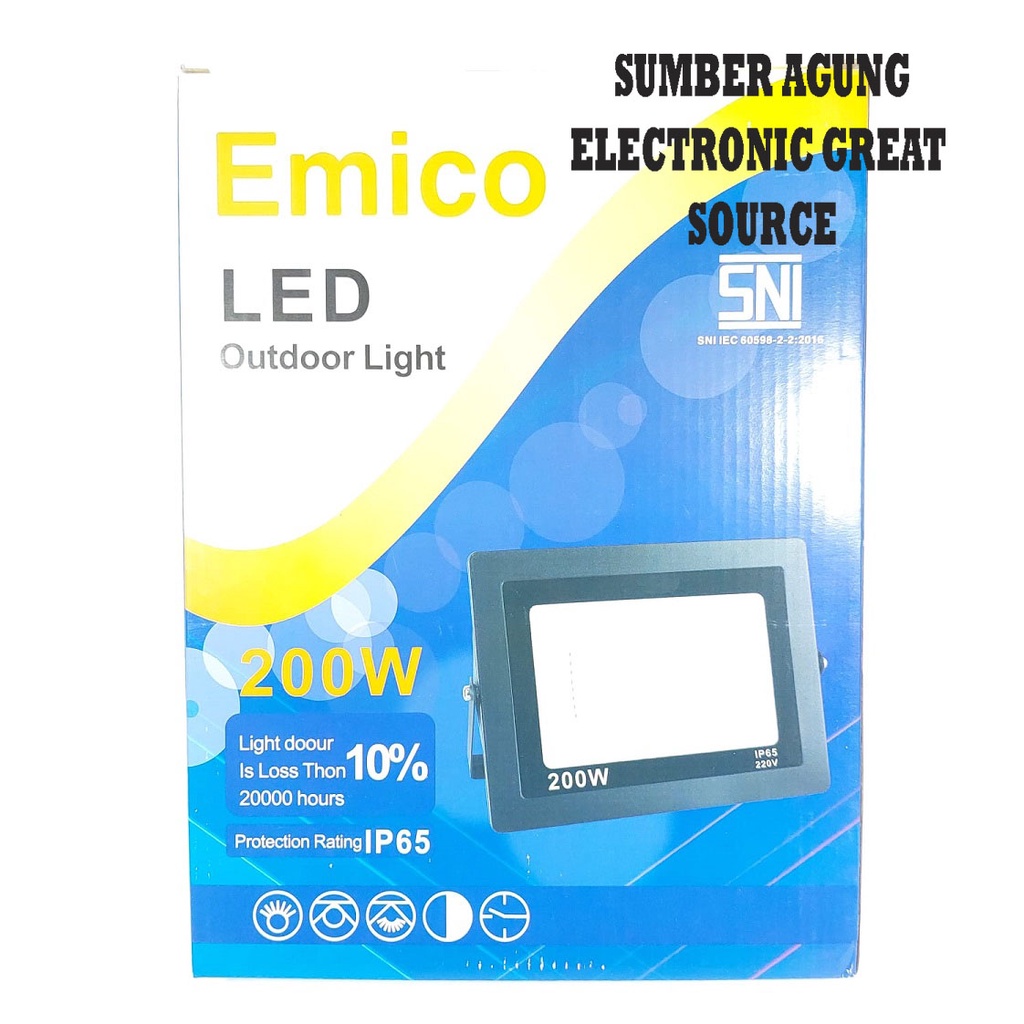 Kap Sorot LED 200W Emico 200 Watt Outdoor Light Tahan Air Cuaca IP65