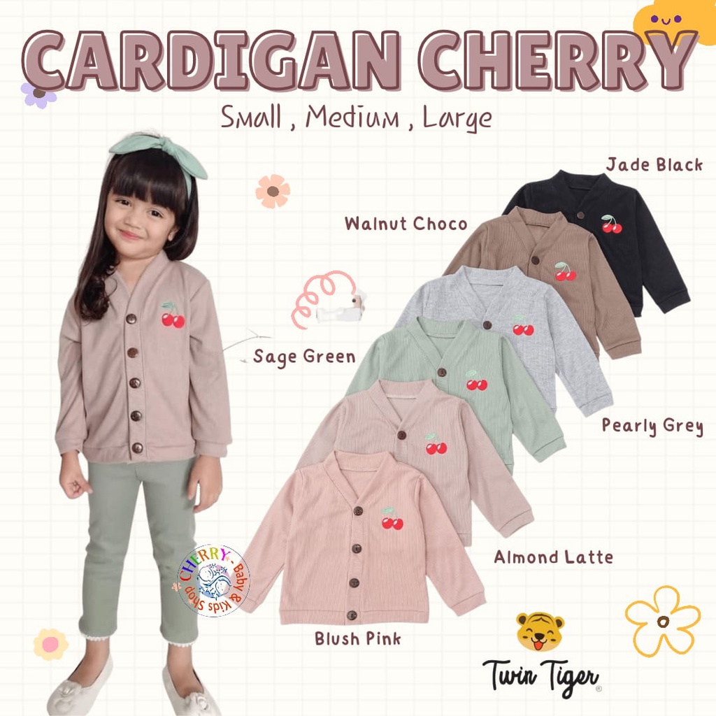 Twin Tiger Cardigan Cherry 1-5 Tahun Cardigan Rib Anak Perempuan Adem CBKS