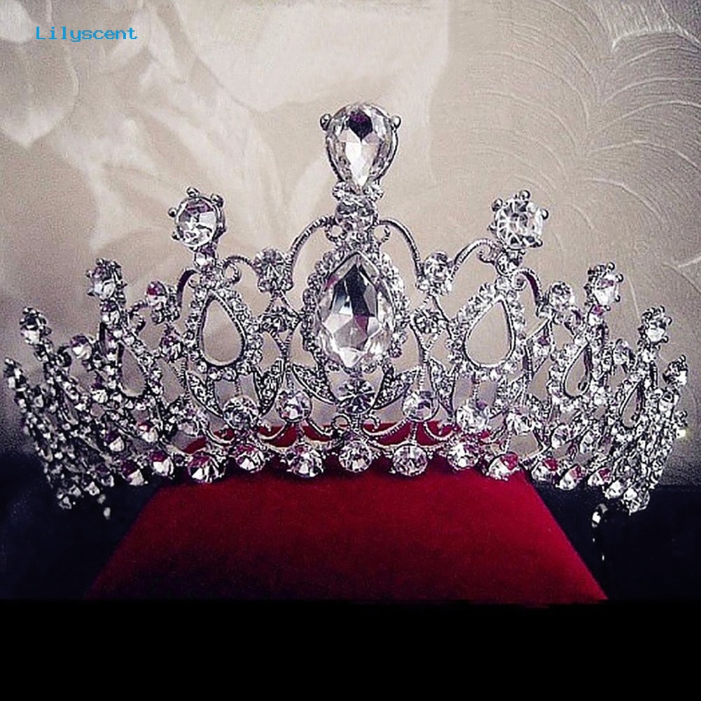 Perhiasan Mahkota Tiara Berlian Imitasi Shiny Untuk Pengantin Wanita