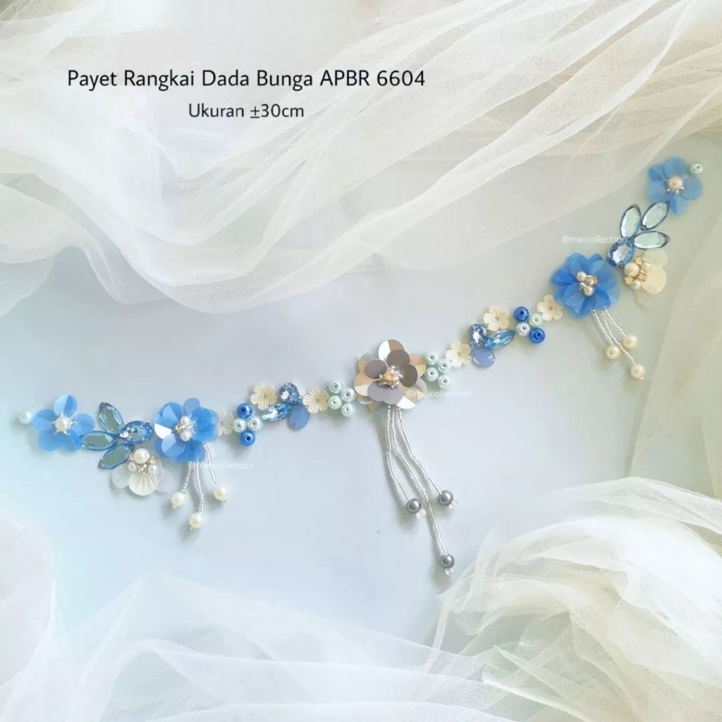 Jual Payet Rangkai Dada Bunga D Biru Sapphire Biru Doff Apbr