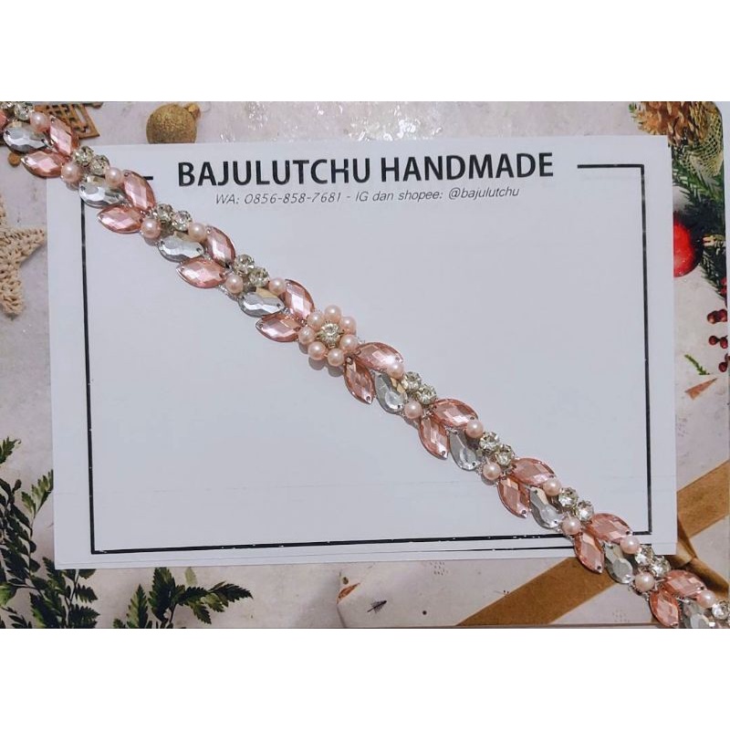 Payet Rangkai rosegold salur pinggang bunga tengah