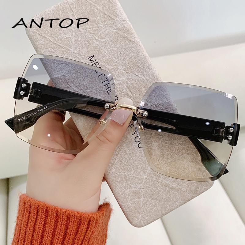 【antop】Kacamata Tanpa Bingkai Lensa Tidak Teratur Perlindungan UV Untuk Wanita