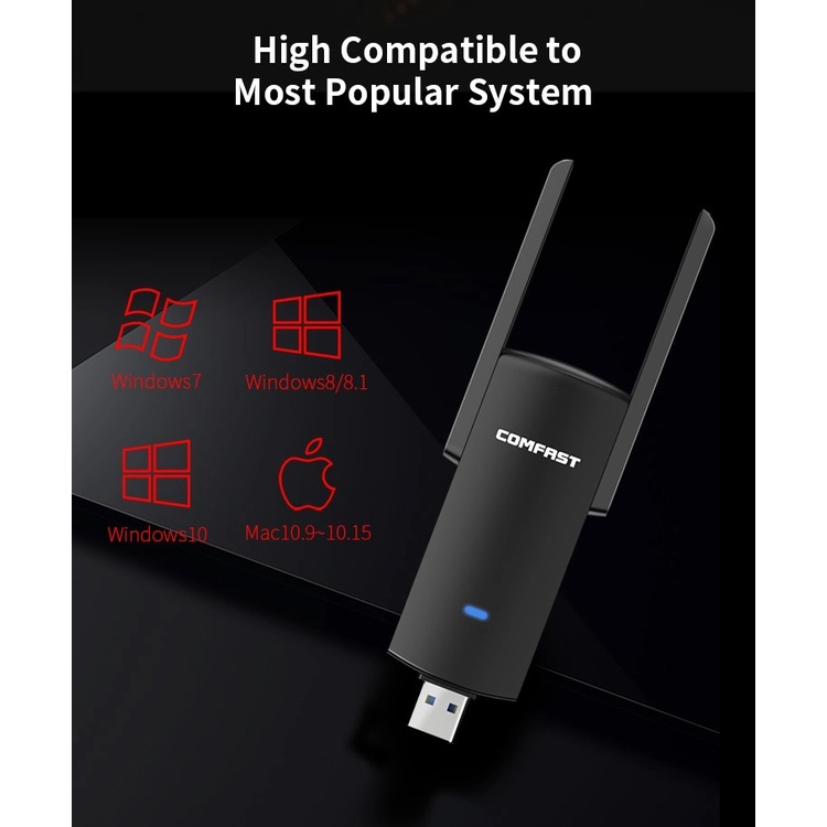 COMFAST CF-924AC V2 - 1300Mbps Dual-band Wireless USB Adapter - Wireless Adapter Terbaru Dari COMFAST