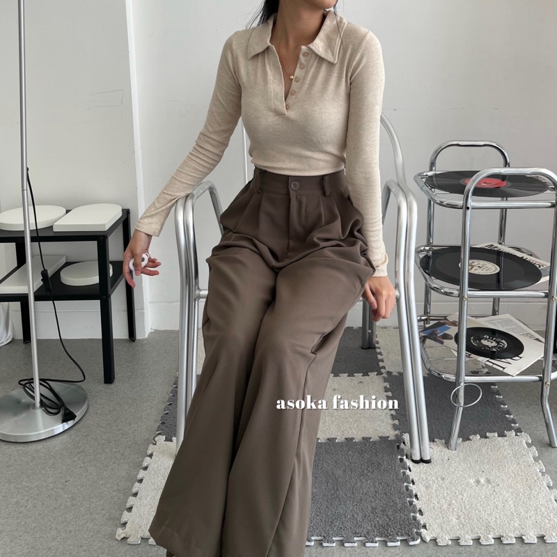 ASOKA Meira Pants 998 (Part 2) Loose Pants Kancing - Celana Kulot Wanita - Celana Kantor Formal/Casual - Trousers Wanita