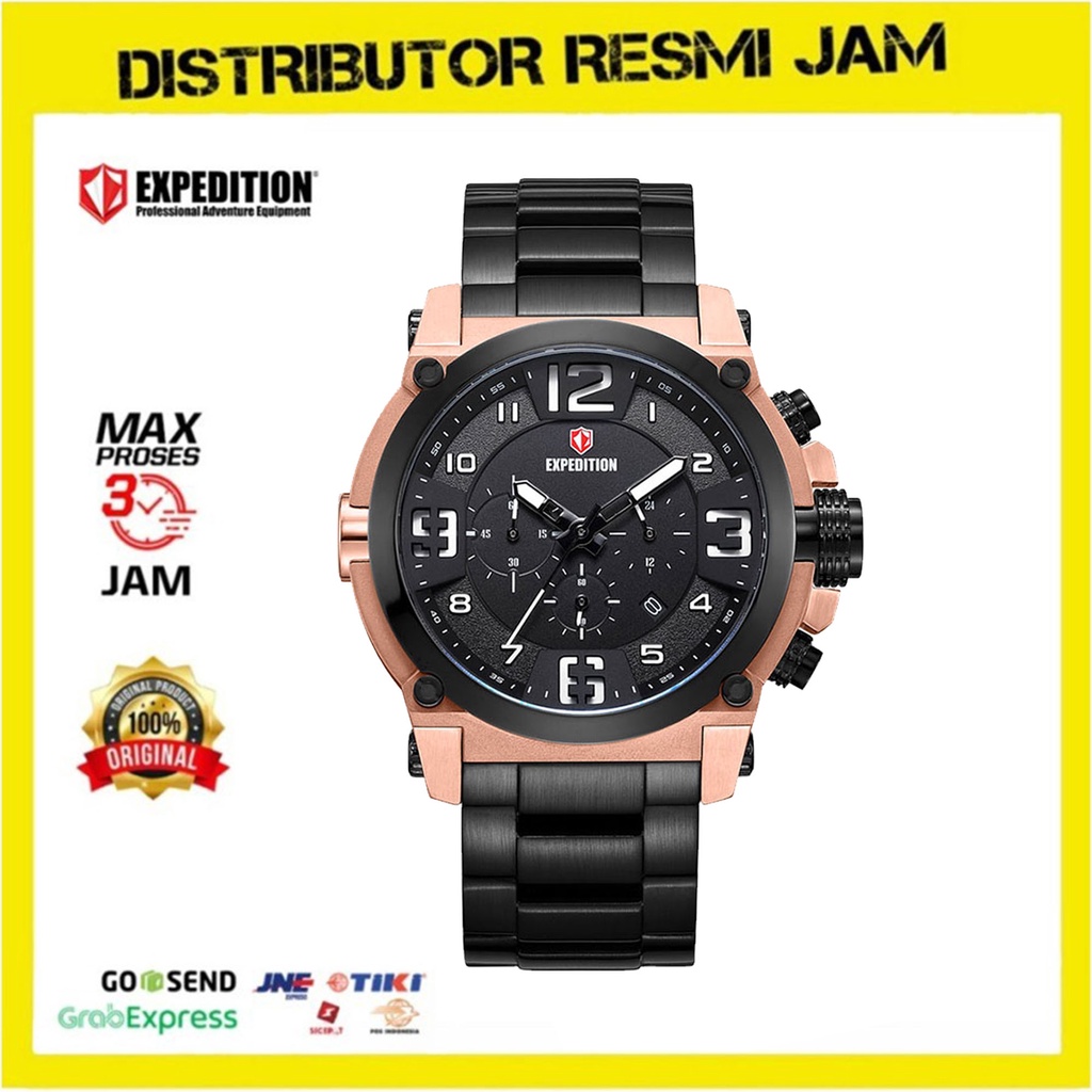 Jam Tangan Pria Expedition E 6605 MC E6605 MC Black Rosegold