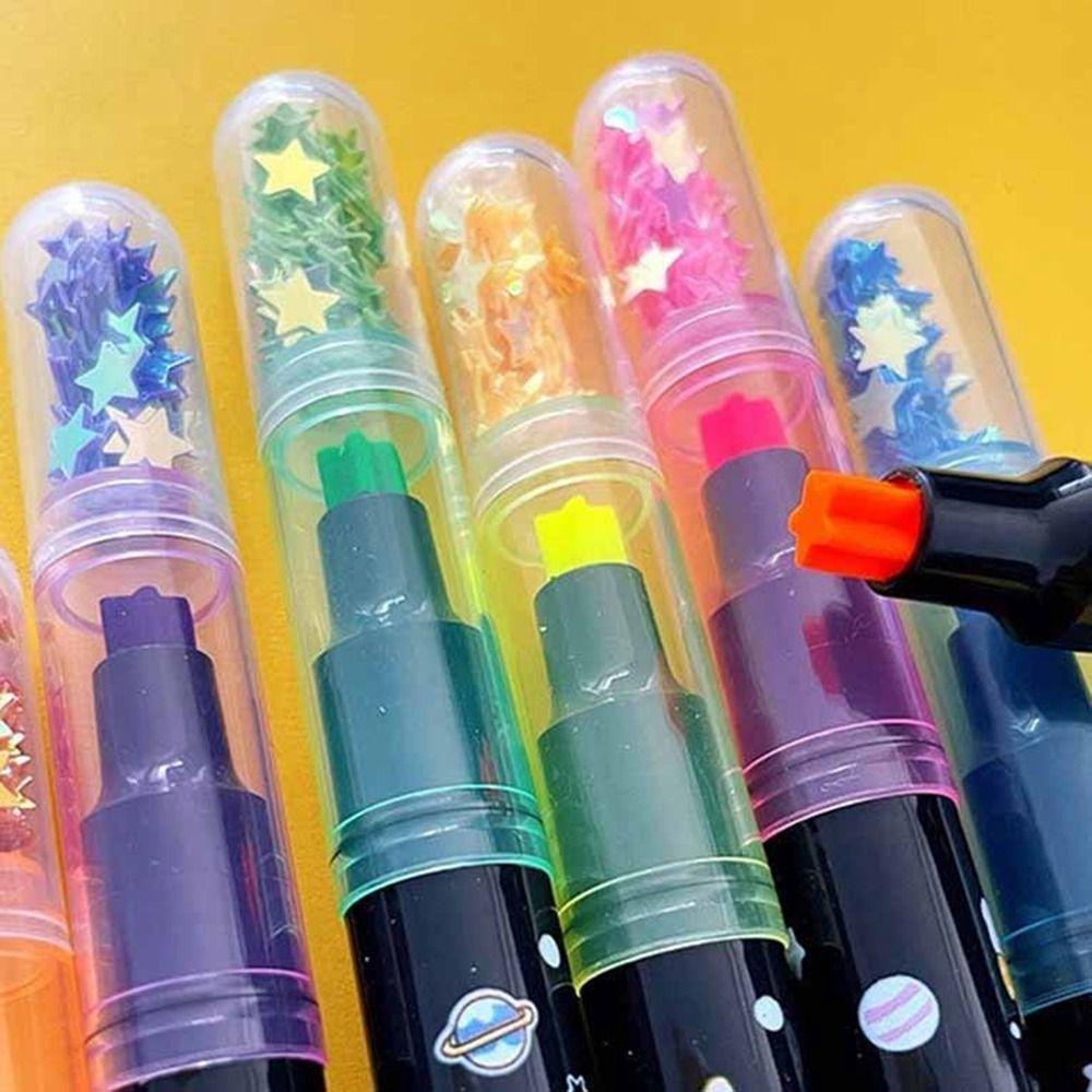 【 ELEGANT 】 Stabilo Pulpen Diary Kreativitas Alat Tulis Perlengkapan Kantor Tinta Pigmen Berbentuk Bintang Anak-Anak Lukisan Pena Liner Art Spidol Tangan Akun Pena Seni Spidol