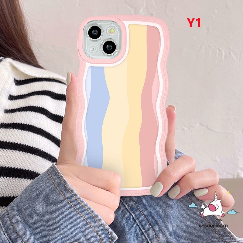 Casing Redmi Note 10Pro 10 10s 11 11s 9 8 9s 9pro 11pro+Redmi 12C 9T 10C 9A 10A 10 9 9C Mi 11T Pro POCO M3 X3 NFC Pro Ins Fashion Warna Warni Rainbow Soft TPU Wavy Edge Phone Case