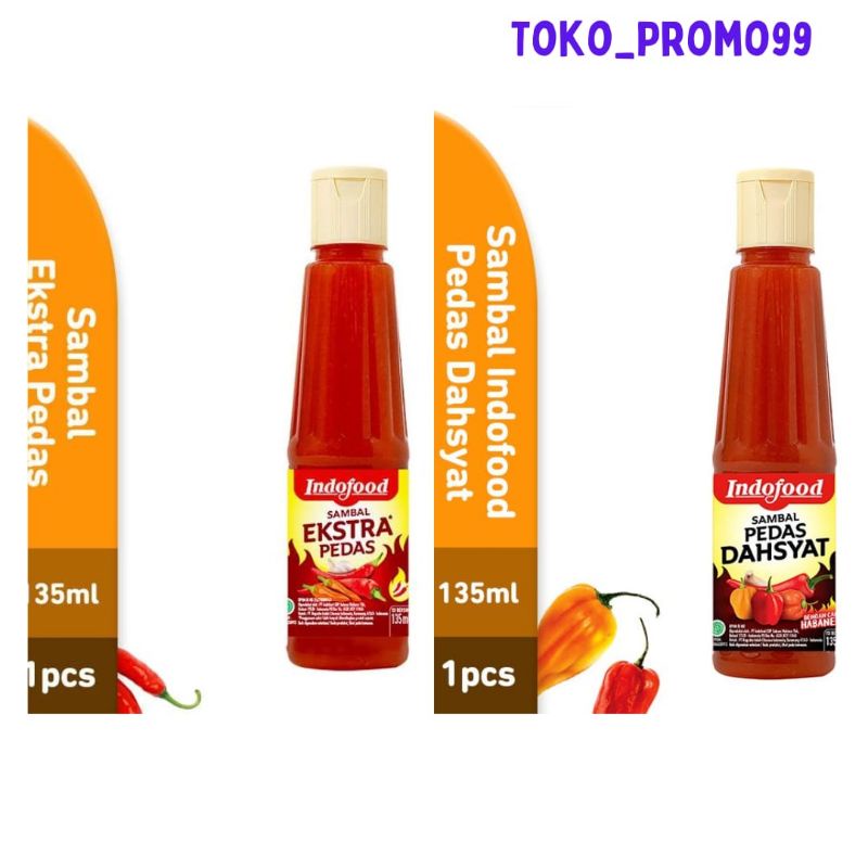 

Saos sambal indofood 135 ml (pedas dan extra pedas)