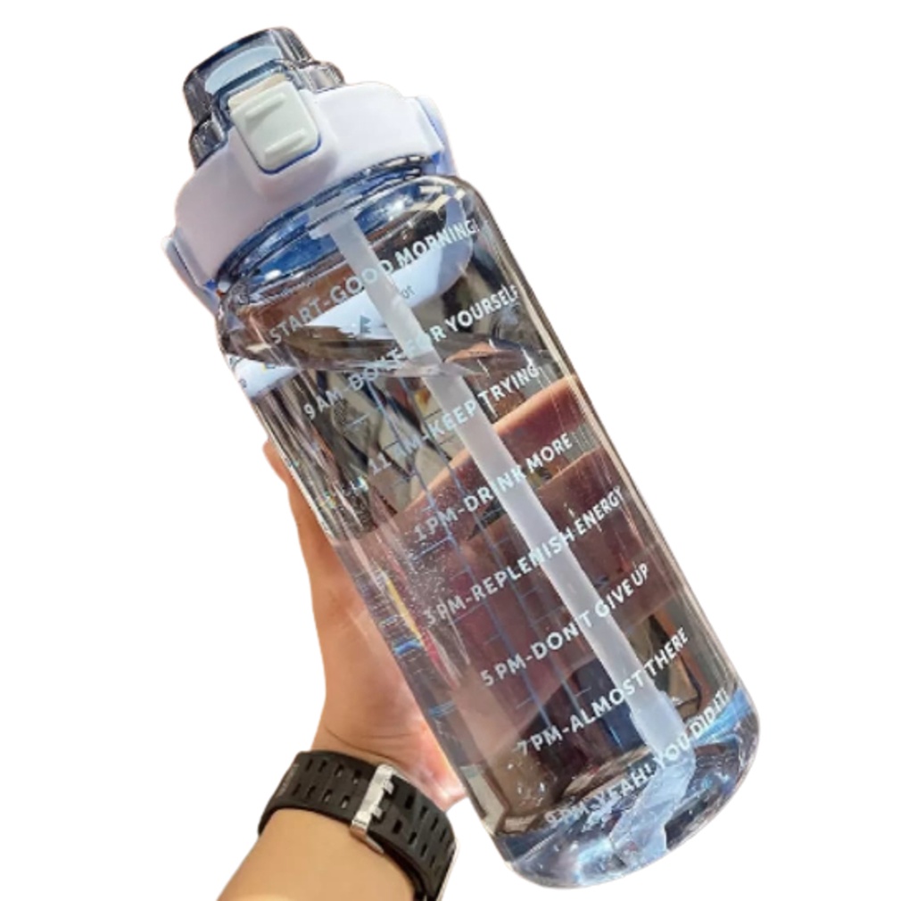 Botol Air Minum Motivasi Penanda Waktu Transparan Bening 2 Liter-Water Drink Motivation Viral+Sticker-Botol Minum Motivasi Penanda Waktu Viral Ukuran 2 Liter Bening Transparan