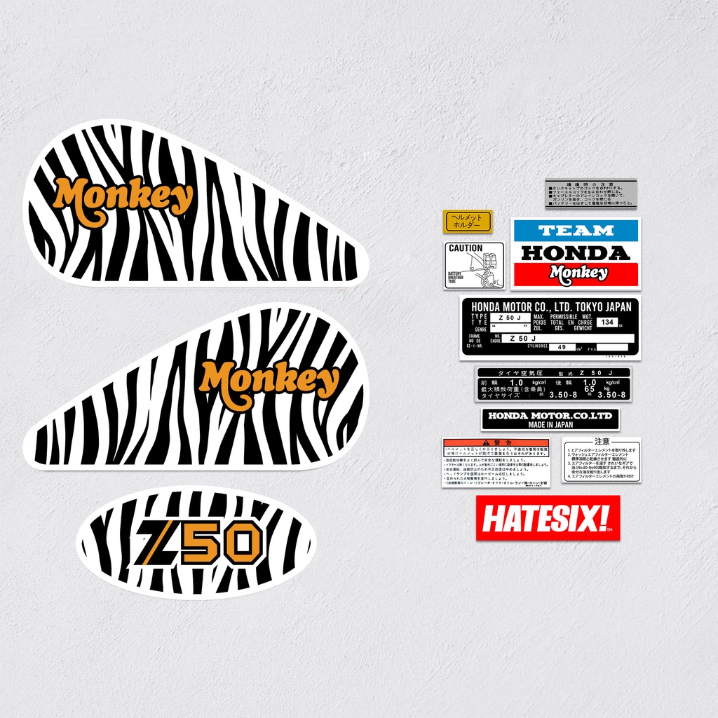 Sticker Decal Honda Z50 Monkey Zebra Hatesix