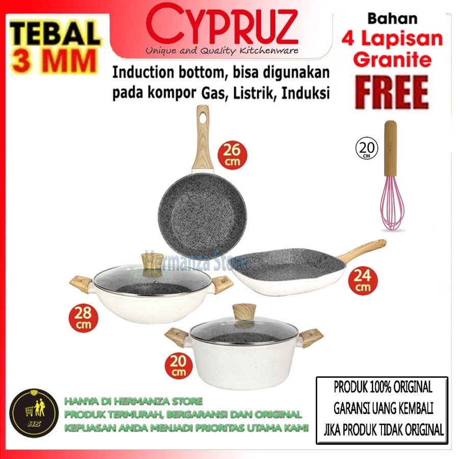 Jual Cookware Cypruz Set Pan White Granite Pcs Panci Wajan Induksi Shopee Indonesia