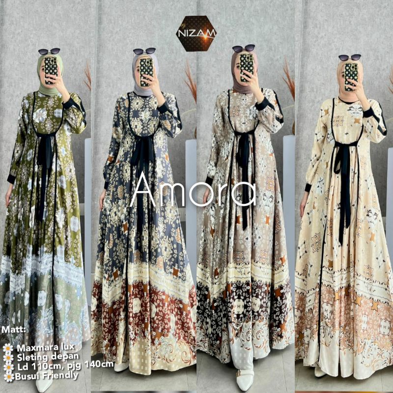 Model baju gamis simple tapi mewah maxmara lux Amora