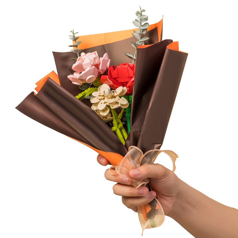 Mainan Brick Balok DIY Buket Bunga Blok Susun Bangunan Flower Bouquet Untuk Dekorasi Meja Hadiah Ulang Tahun