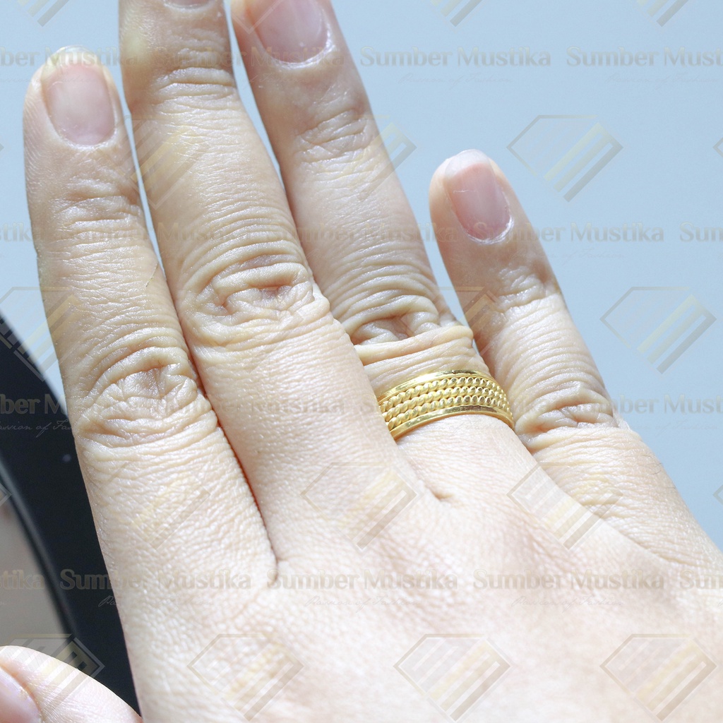 Cincin Emas Model String Tali Air 24 karat