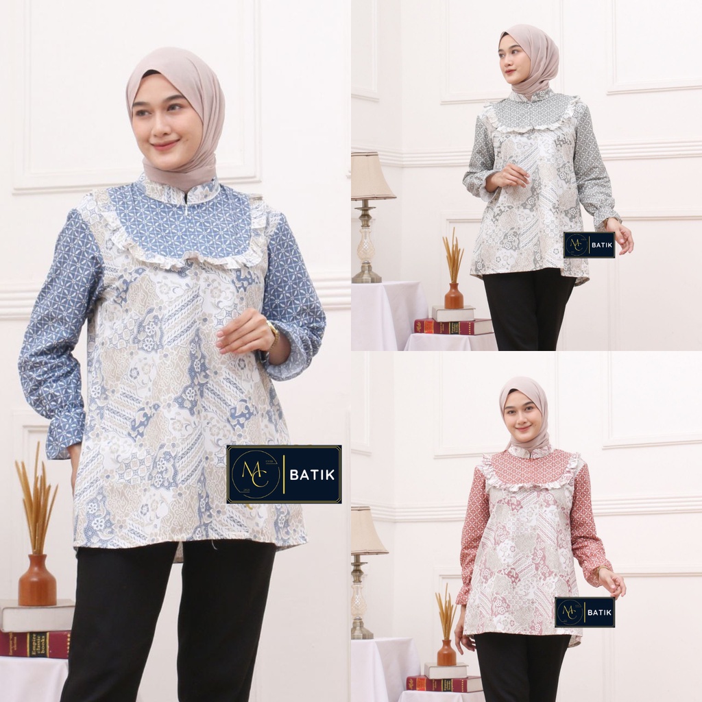 Atasan Batik Wanita Blouse Batik Wanita Batik Kantor Ready Seragam