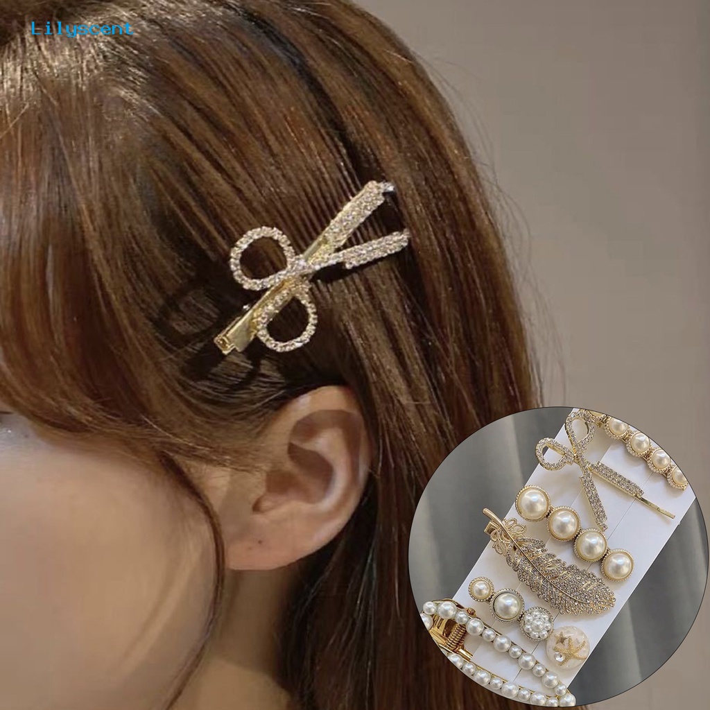 6 Pcs Jepit Rambut Mutiara Berlian Imitasi Untuk Wanita