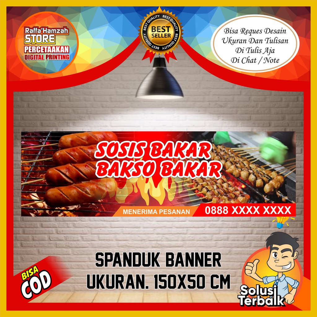 Spanduk Banner Sosis Bakar / Spanduk Bakso Bakar / Spanduk Baso Bakar / Banner Bakso Bakar / Spanduk