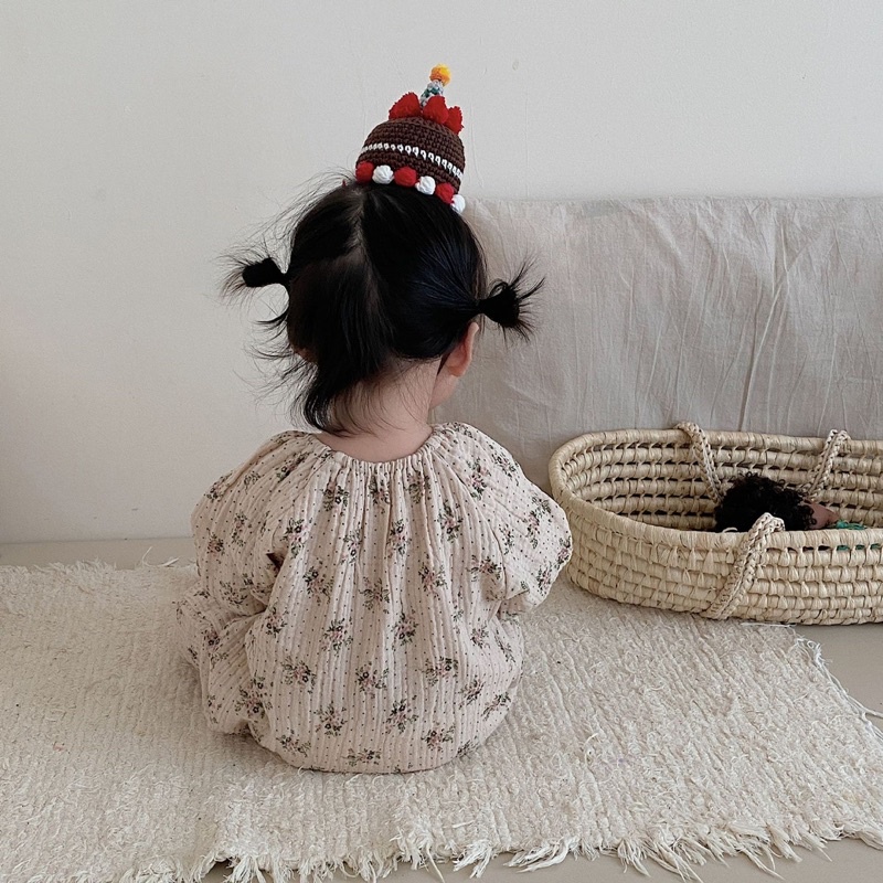 Floral crepe jumpsuit bayi perempuan
