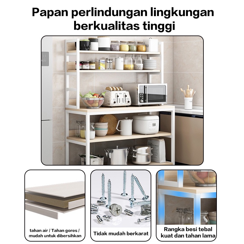 HRAK Rak Dapur/Rak Oven Microwave Bumbu Dapur Kayu Serbaguna/ Rak Oven/ Rak Microwave