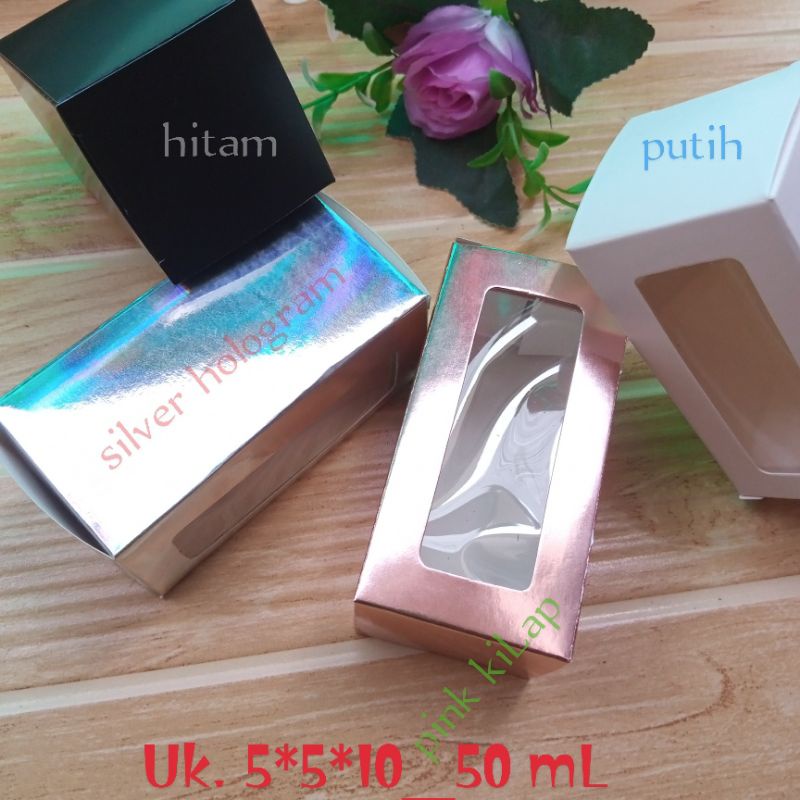 

dus botol 50mL/uk. 5x5x10 PUTIH /custom SILVER PO chat