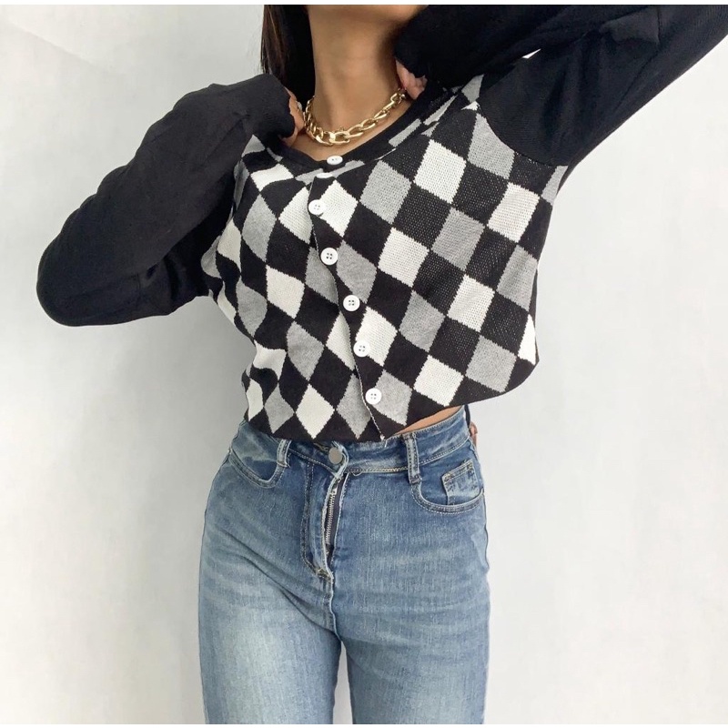 [LUXE.DLABEL] - E29 TOP [ Atasan Rajut Wanita Atasan Rajut Import wanita Atasan lengan panjang rajut Kaos wanita Vest wanita Atasan Wanita Atasan Halter tank Korea wanita Korean top Croptop Croptee Atasan perempuan Top premium quality]