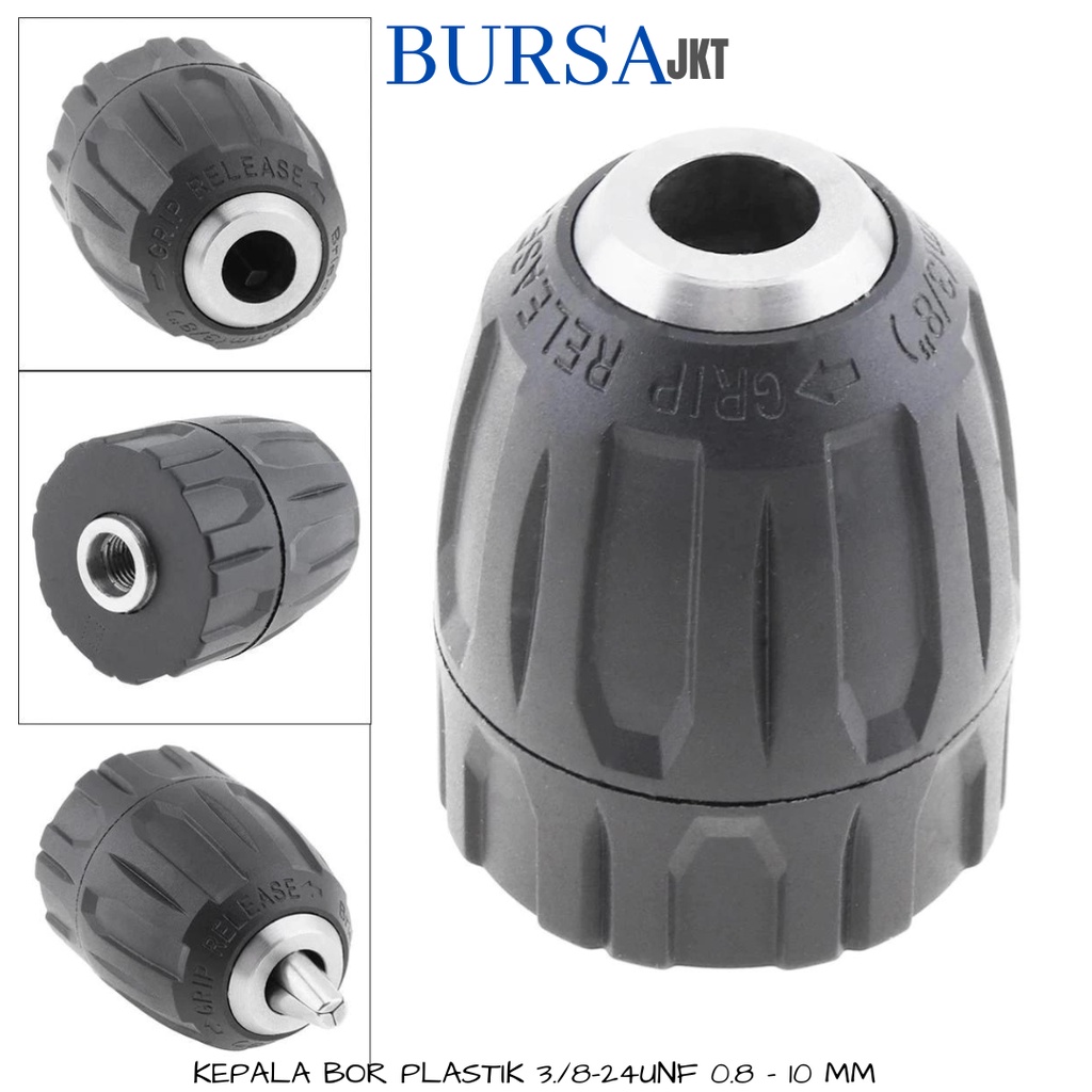 KEPALA BOR KEYLESS CORDLESS / DRILL CHUCK 0.8 - 10 MM 3/8 20UNF