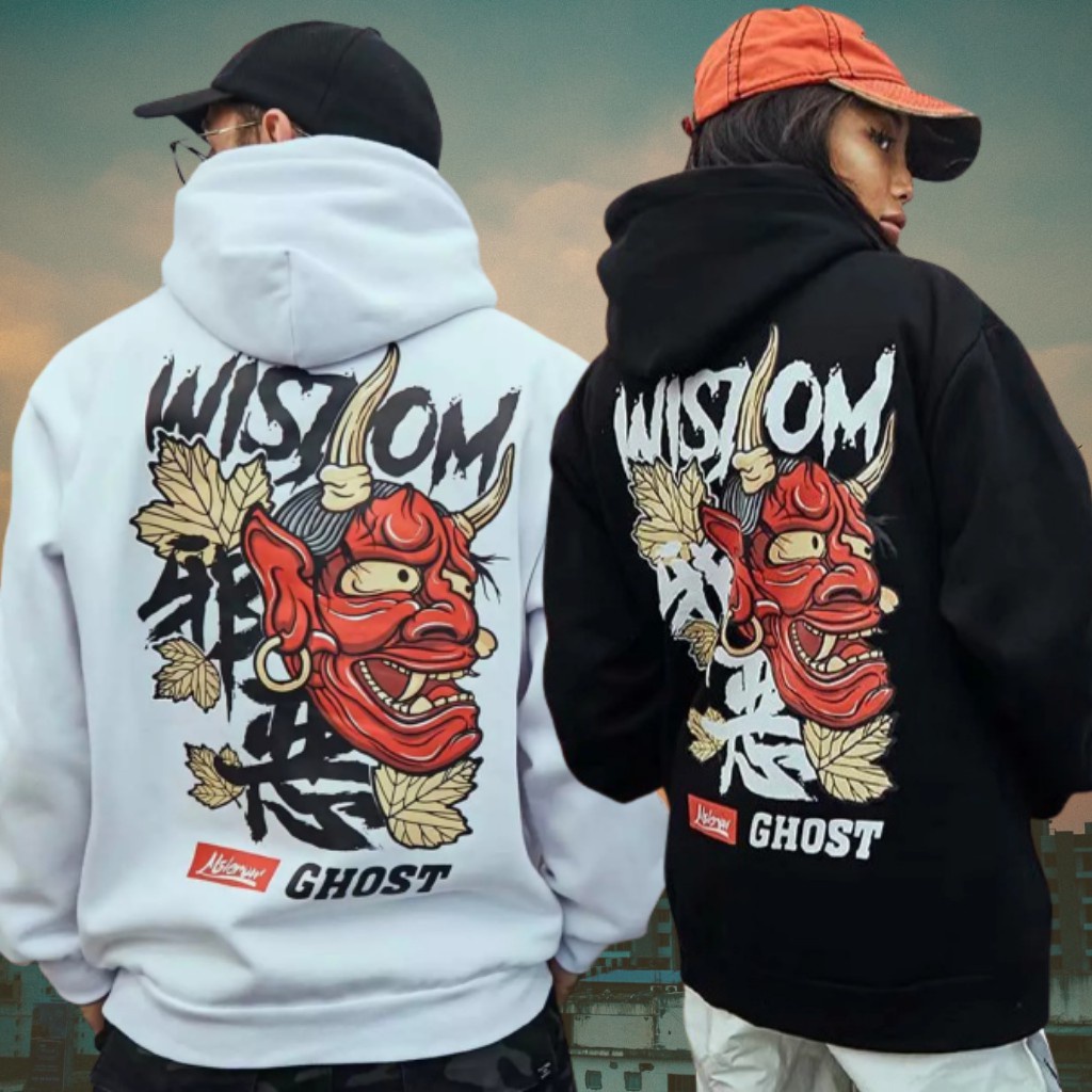 Sweater Hoodie WISDOM GHOST Jumper Pria Wanita Bahan Fleece Tebal Ukuran S M L XL XXL XXXL