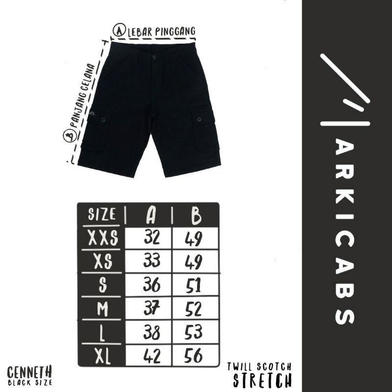 MARKICABS [Cenneth - Black] Short Cargo Pants