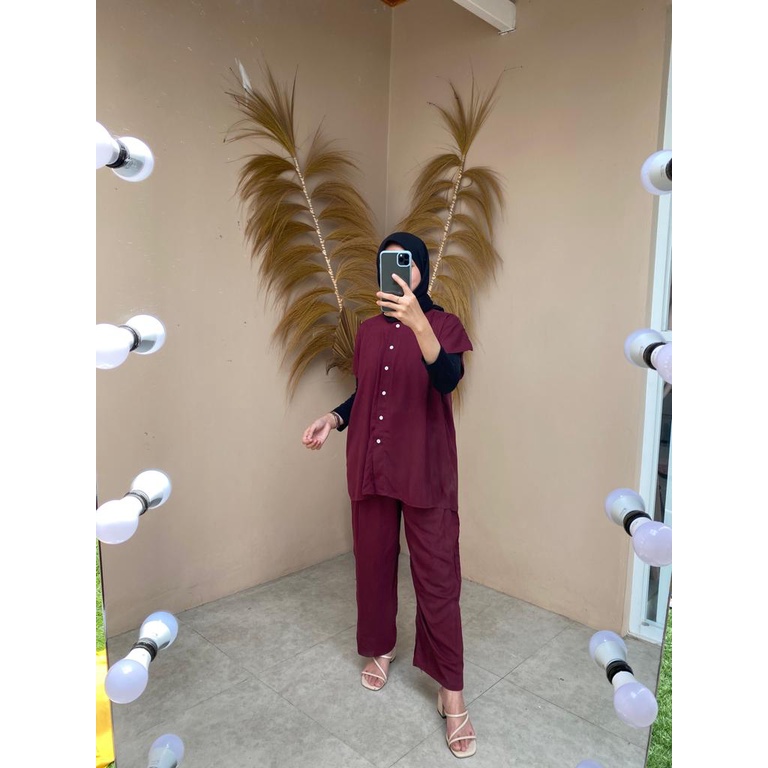 set kemeja rayon polos