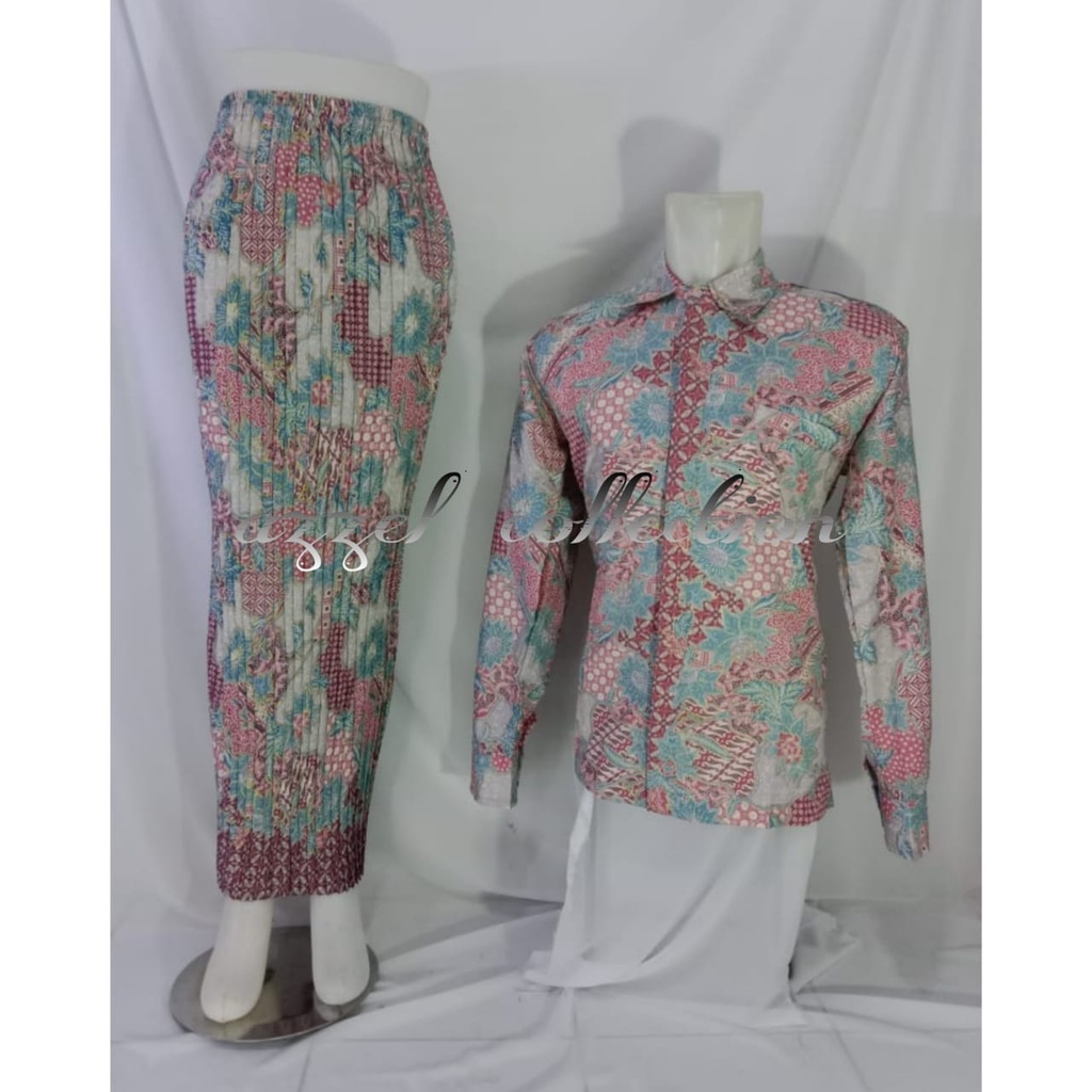 BATIK COUPLE/KEMEJA BATIK COUPLE/BATIK COUPLE LENGAN PANJANG/ROK PLISKET COUPLE